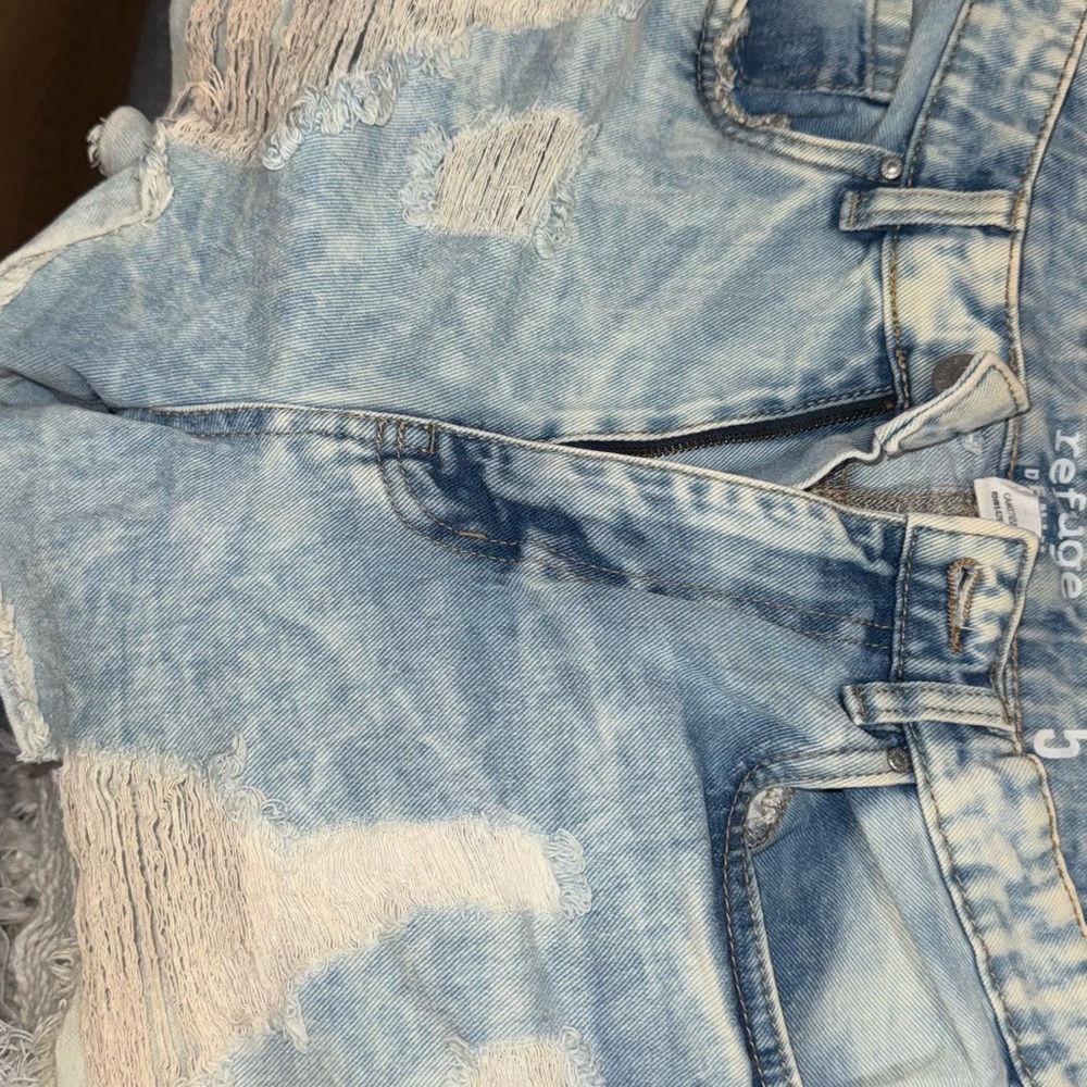 Refuge Faded Blue Distressed Boyfriend Shorts